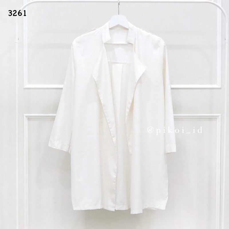 Blazer wanita putih polos / Outer panjang wanita kerja / luaran putih lengan panjang kantor 3261