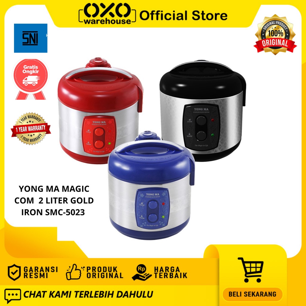 YONG MA Rice Cooker SMC-5023 2 Liter Gold Iron  Magic Com Low Watt Garansi Resmi