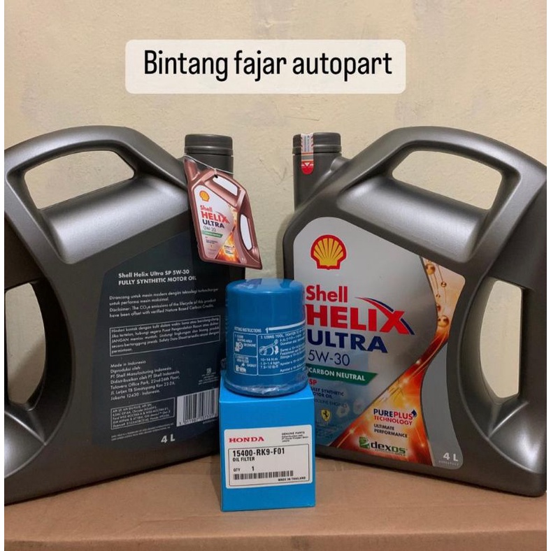 NEW Oli Shell helix ULTRA 5W 30 4L / paket Filter oli Mobilio,Brio,jazz