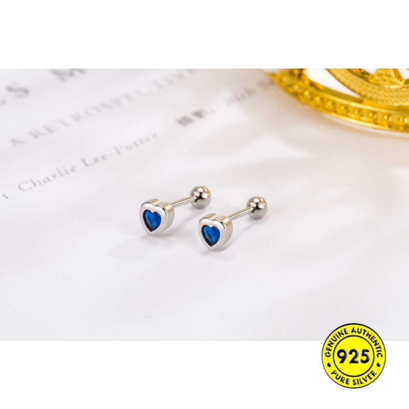 Anting Tusuk Zircon Hati Pengasih Berwarna Untuk Wanita Ukuran Kecil 4mm U1454