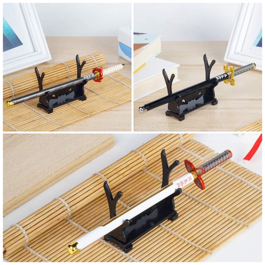 

Pulpen anime demon slayer Zenitsu terbaru Sword Pen pena alat tulis viral panjang 20cm gratis stand dan tinta