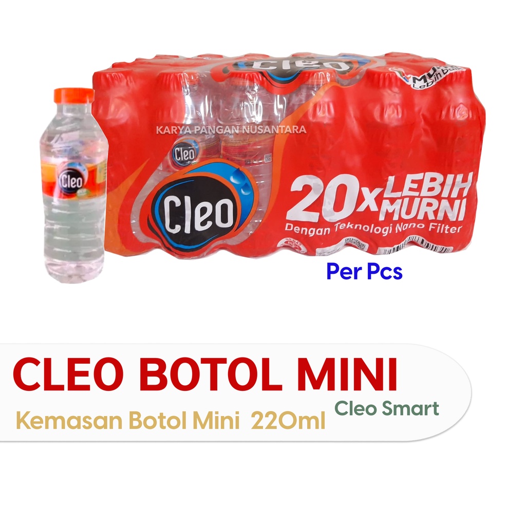 

CLEO BOTOL MINI 220ML AIR MINERAL CLEO SMART BOTOL KECIL PER PCS BOTOL