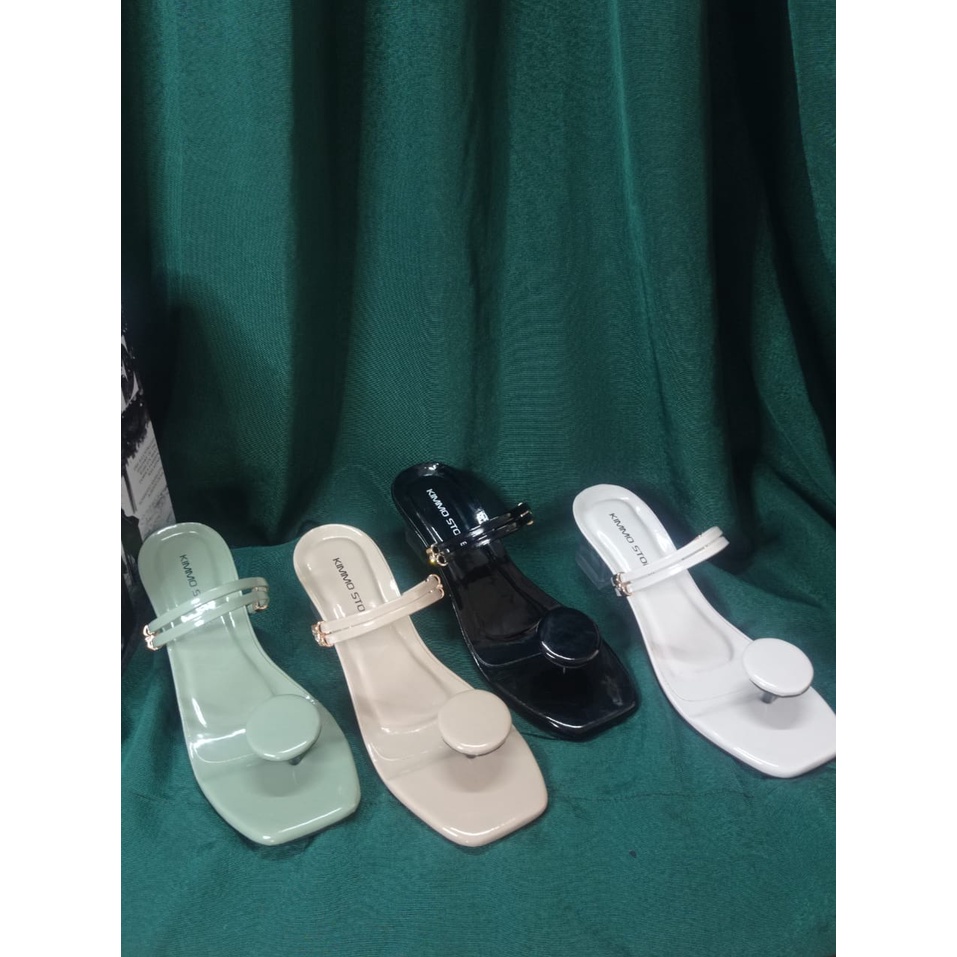 sandal hak kaca wanita jamur  5 cm