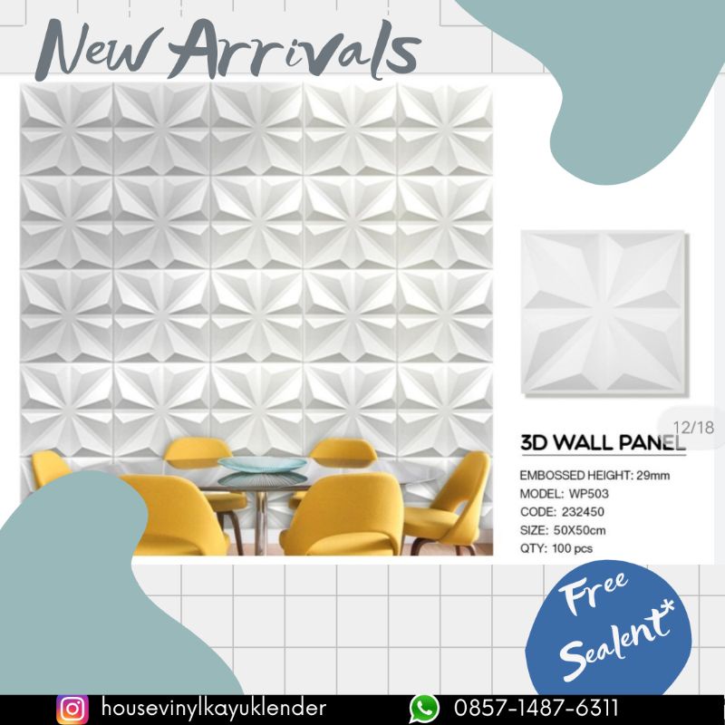 3D wall panel WP-503 embos timbul ukuran 30x30
