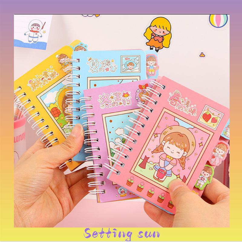 Buku Catatan Lucu Siswa Scrapbook Coil  Buku Portabel  Dengan Stiker Di Dalamnya TN