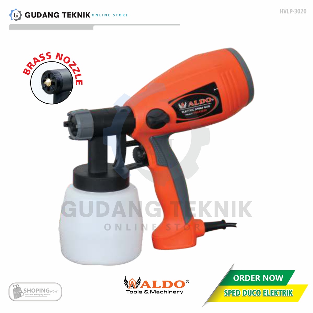 Mesin Sped Duco Electrik 400W ALDO HVLP-3020 / Mesin Spray Gun Elektrik - Mesin Cat Semprot Brass Nozzle ALDO HVLP 3020