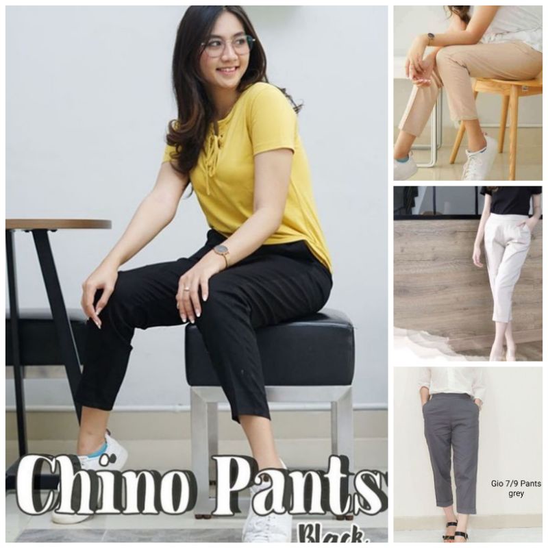 CELANA WANITA GIO PANTS//BAHAN KATUN KOMBAT STRETCH 7/9