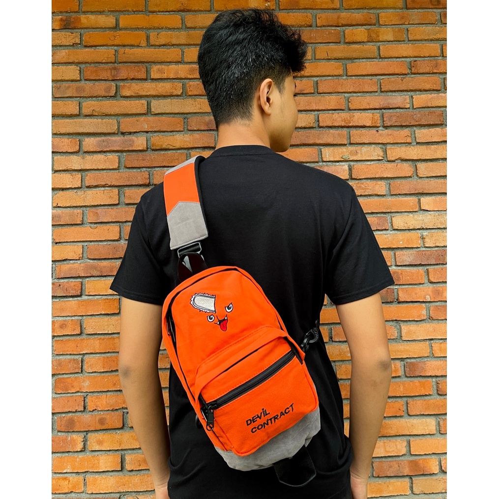 Shoulderbag Kawaii Pochita Orange Embroidery Anime Manga Chainsaw Man