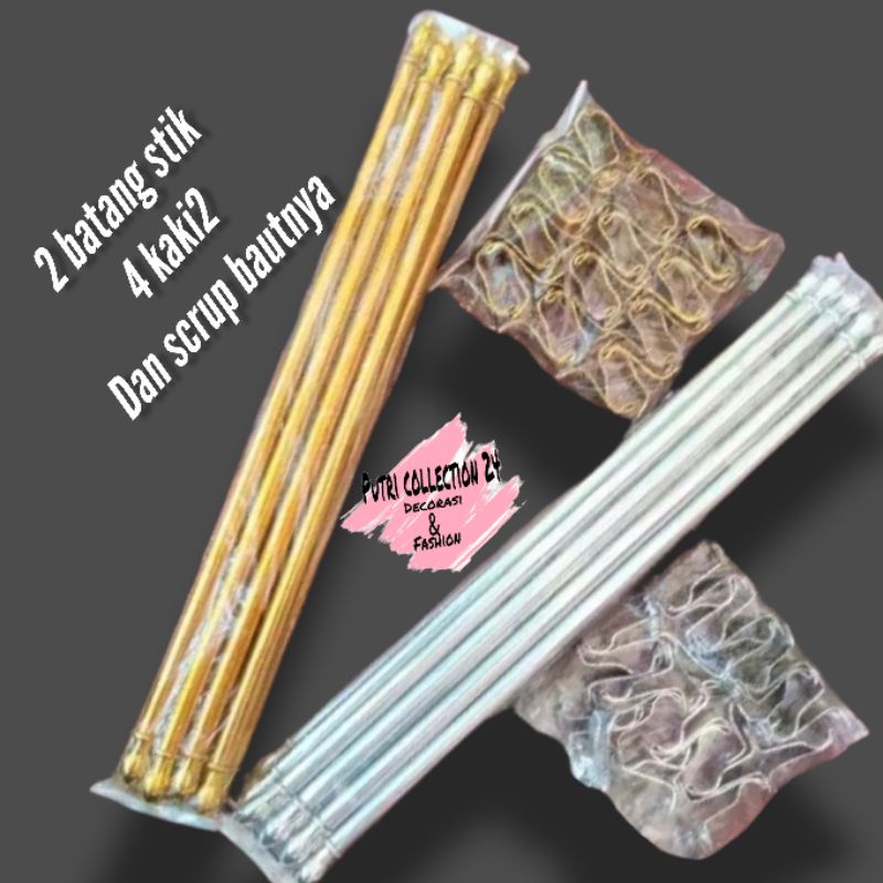 stick gorden kupu-kupu jendela minimalis ukuran 30-40,35-50-45-75,50-90 silver dan kuning mas/gold