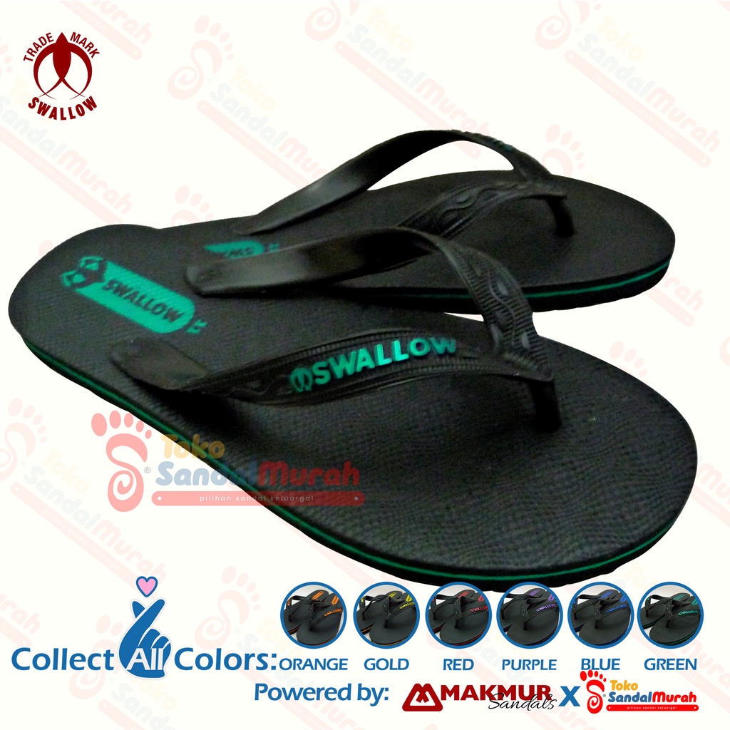 Toko Sendal Murah - Sendal Jepit Swallow Black Pearl M02 - Sandal Japit M02 Swallow Hitam Aksen warna Metallic Pearl [Tk Sendal Murah M 05 Swl BPM02 B]