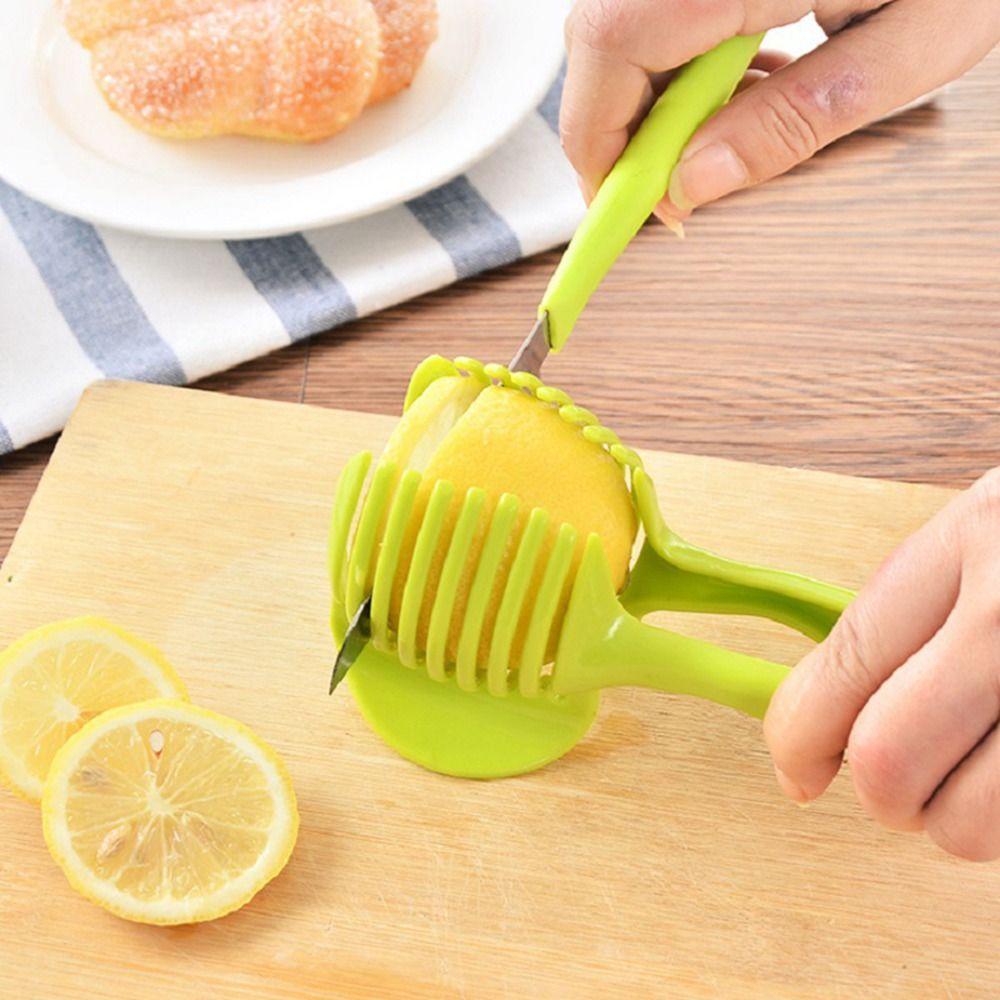 [Elegan] Alat Pengiris Tomat Dapur Tahan Lama Klip Roti Kreatif Handheld Multifungsi Lemon Slicing Tool