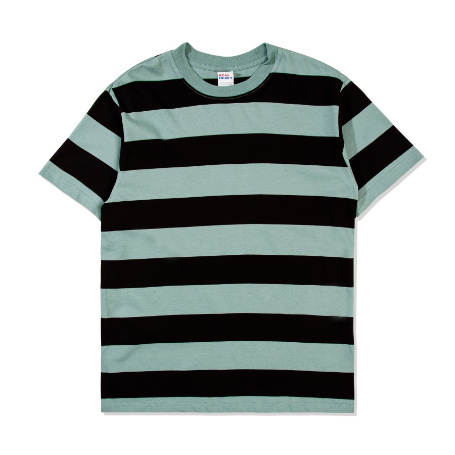 Kaos Striped 16s Real Heavy Goods Smokey Black - Smokey Hitam