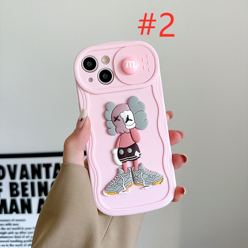 Black Gloomy Bear Doll Push The Window Cover Soft Case iP iPhone 11 12 13 14 Pro Max + Plus Wavy Casing Apple