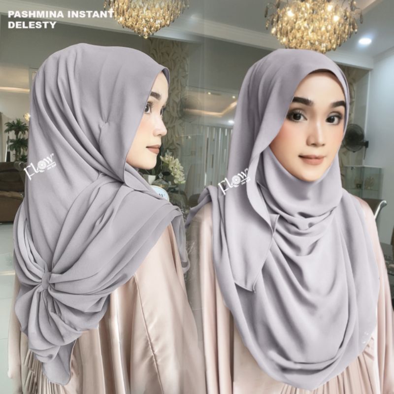 Jilbab Pashmina Instan Delesty Ori Flow Hijab