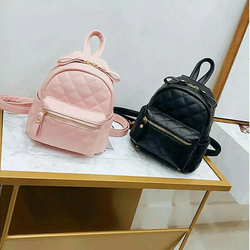 Ransel  Wanita Mini Jait Jait Pineapple Kulit Sintetis Pu Leather Premium Import