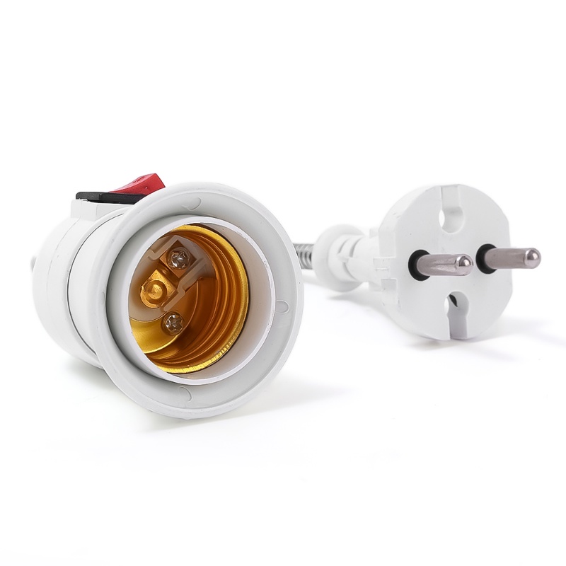 [Hot Sale] US/EU Plug E27 Socket Lamp Bulb Holder/Stop Kontak Lampu Sekrup Hemat Energi Dengan Saklar/Base Bohlam Plug In Universal