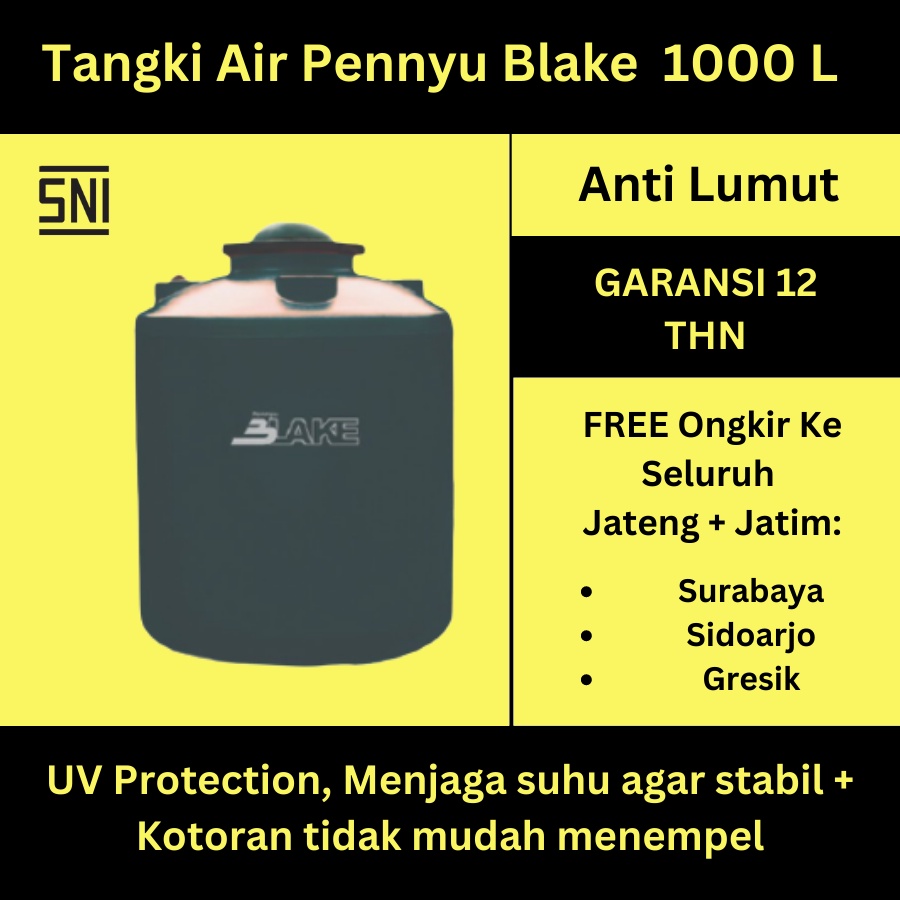Tandon Tangki Toren Air Plastik Pennyu Penyu Blake 1000 Liter Anti Lumut Berkualitas Tandon Tangki Toren Air 1000 Liter
