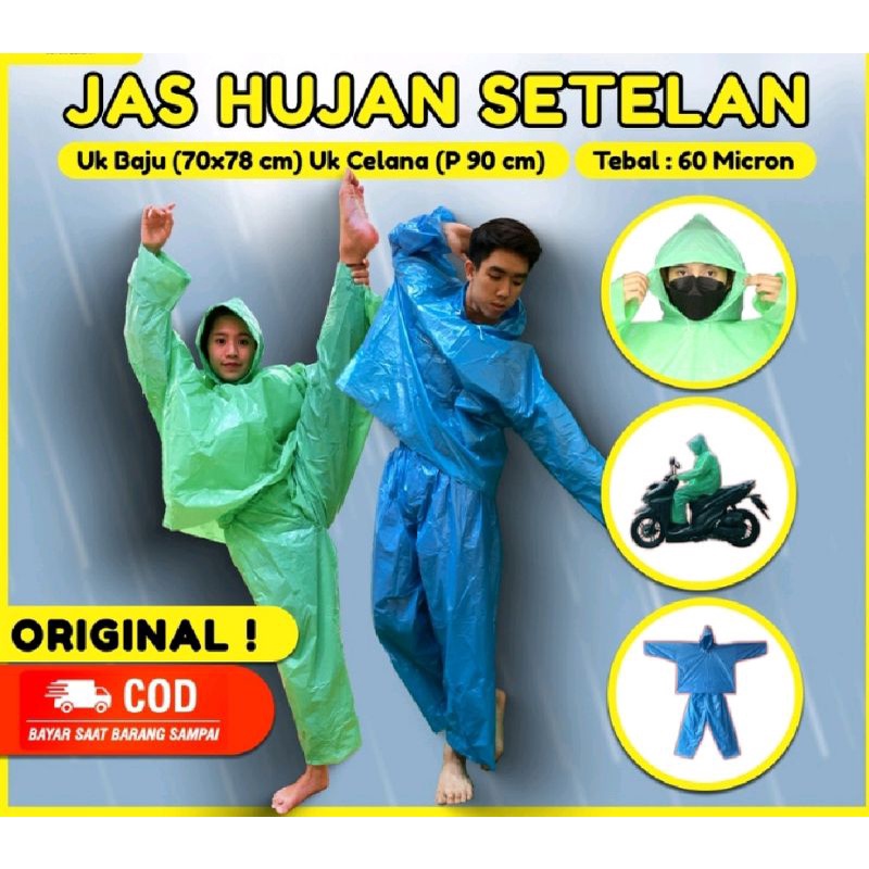 Jas Hujan Plastik LDPE Jaket Celana Setelan Tebal Murah  / Export Quality Jas Anti Air Murah Jas Hujan Tebal