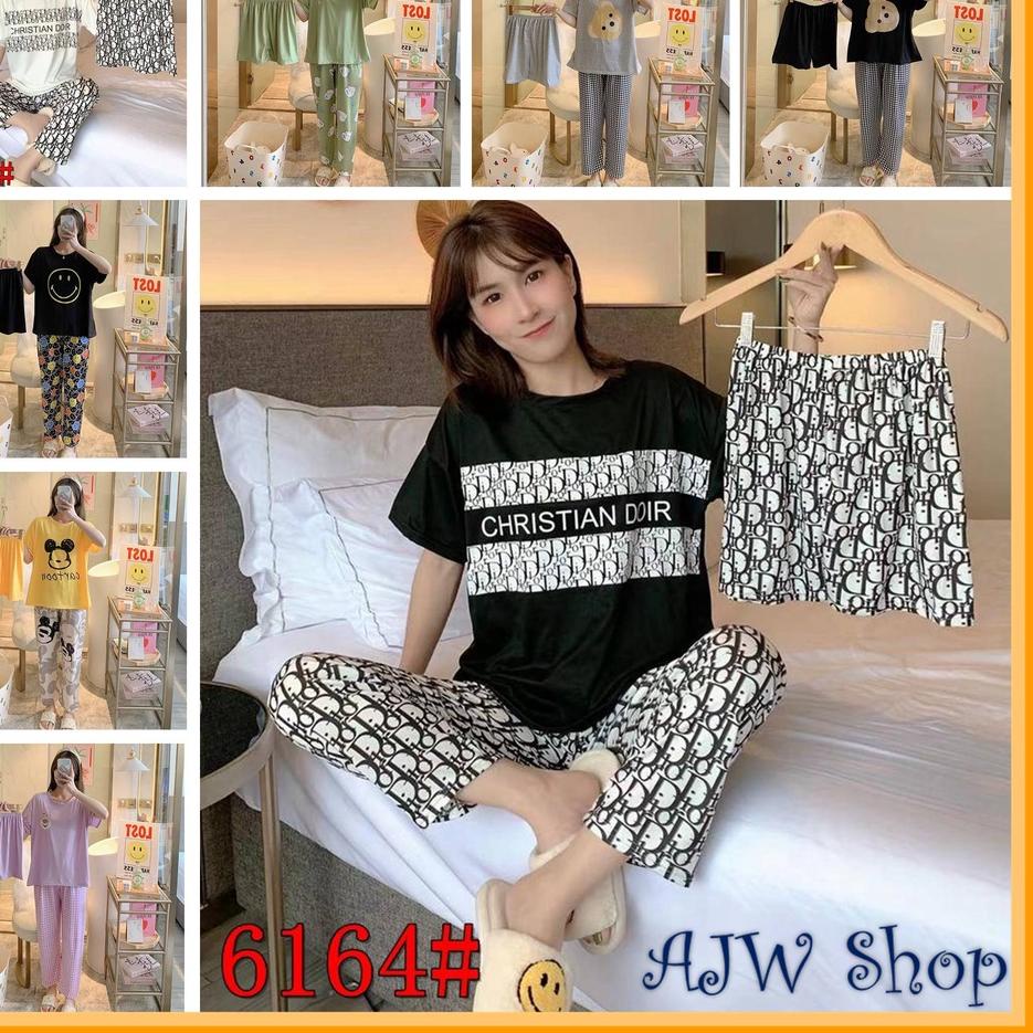 AJW Shop Piyama 3 in 1 | Piyama Lengan Pendek | Baju Tidur Impor | Baju Tidur 3in1