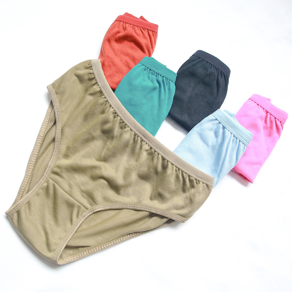6 Pcs Celana Dalam SIZE M Wanita Bahan Melar dan Lembut Bundling Warna Random Celia