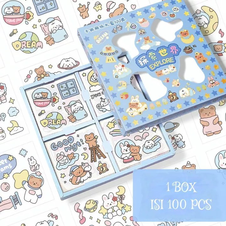 Mainan Stiker Anak Isi 100 Lembar Sticker 2D Diary Cartoon Lucu