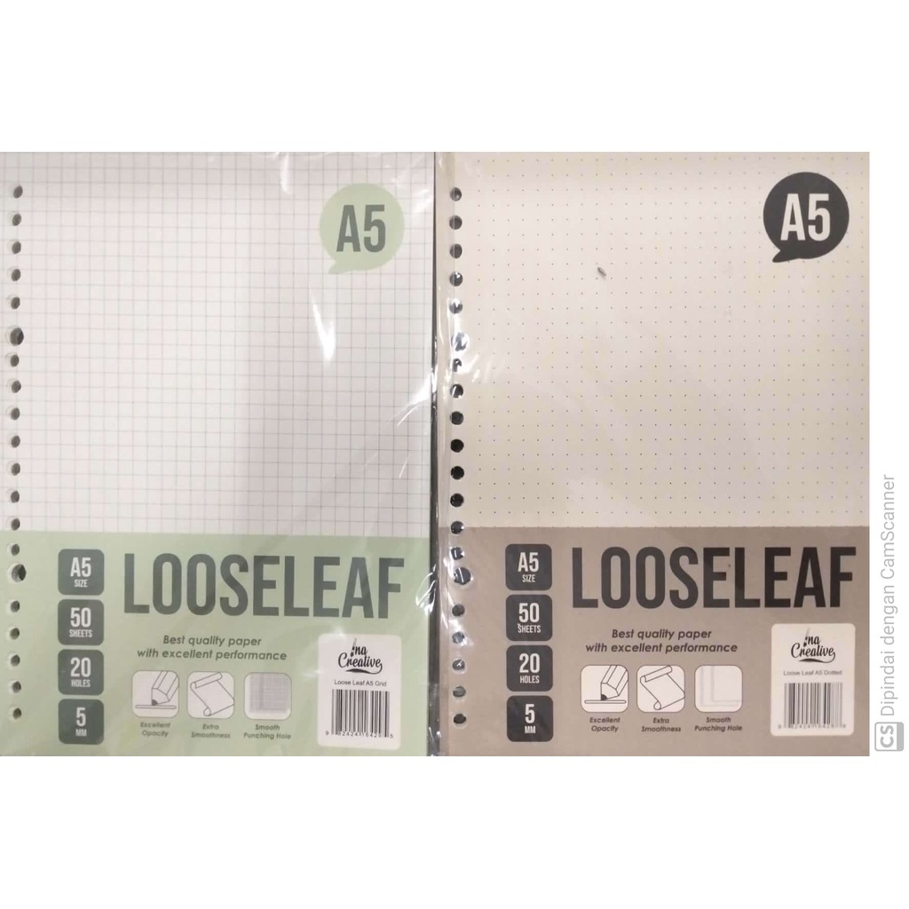 

INA CREATIVE LOOSE LEAF A5 GRID (KOTAK)/DOTTED (TITIK) ISI 50 -Uranus-