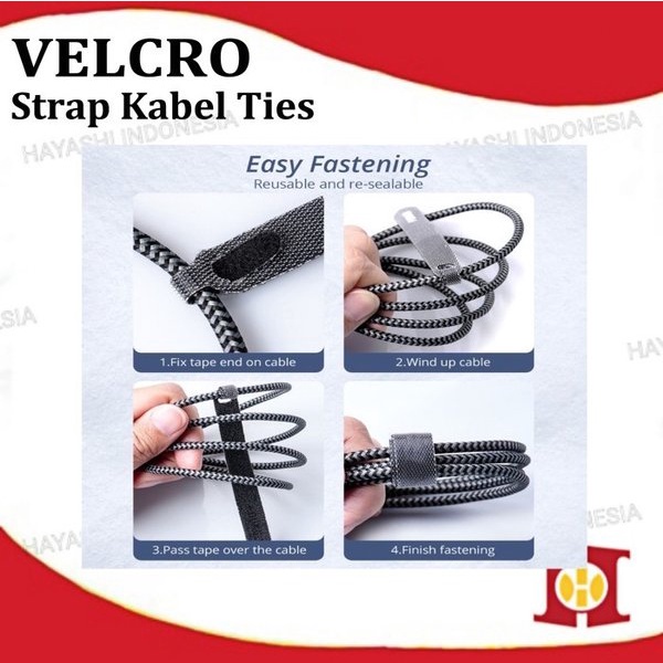 Velcro Cable Tie Tis Organizer Strap Pengikat Penjepit Tali Ikat Kabel - 10pcs