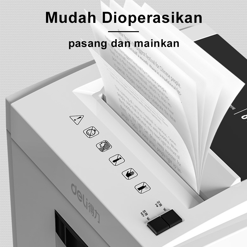 Deli Mesin Penghancur Kertas Elektrik 1 Tahun Garansi Alat Penghancur Kertas Cakram Kartu Pisau Baja Nitrida 23L A4 8 Lembar Paper Shredder