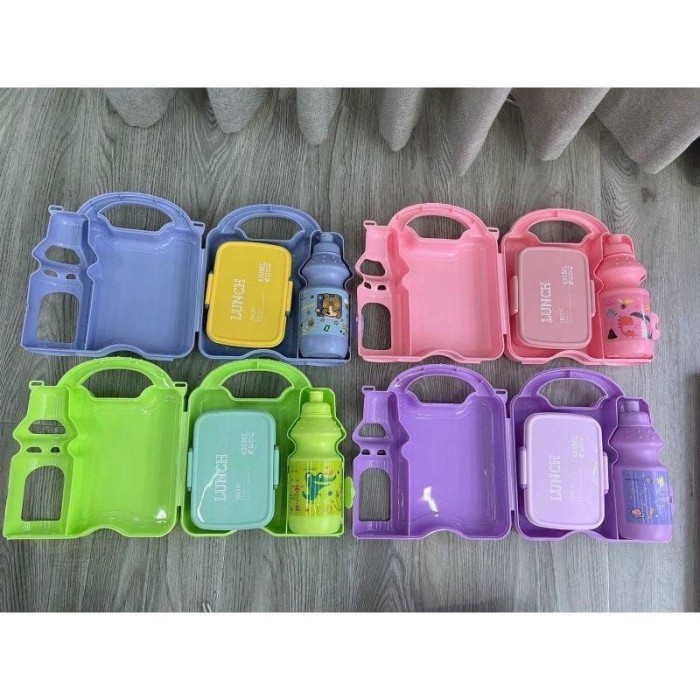 Lunchbox Set Anak Model Tas Koper Kotak Makan Anak Botol Minum 2in1