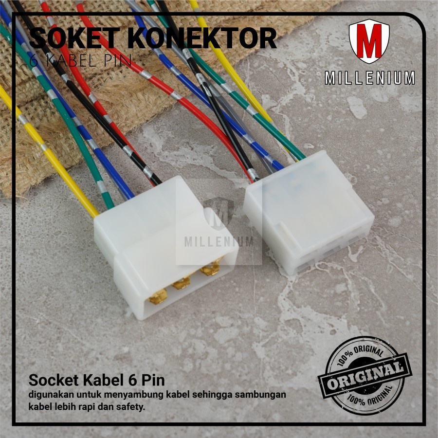 SOKET KONEKTOR KABEL 6 PIN / SOCKET SAMBUNG MOBIL MOTOR KABEL BINTIK