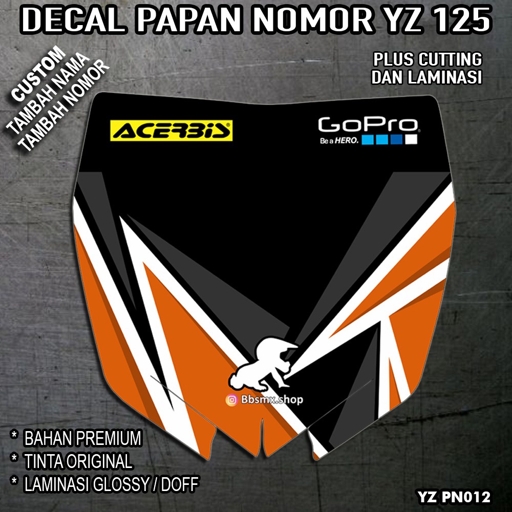 DECAL PAPAN NOMOR YZ 125