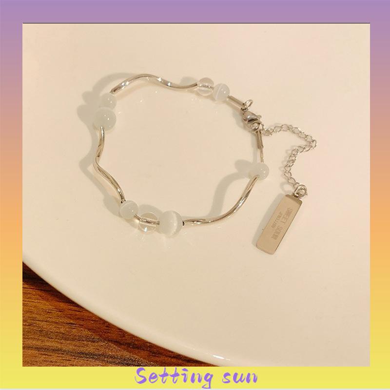 Gelang Tangan Manik-Manik Opal Aksen Rumbai Panjang Untuk Wanita Fashion Korea TN