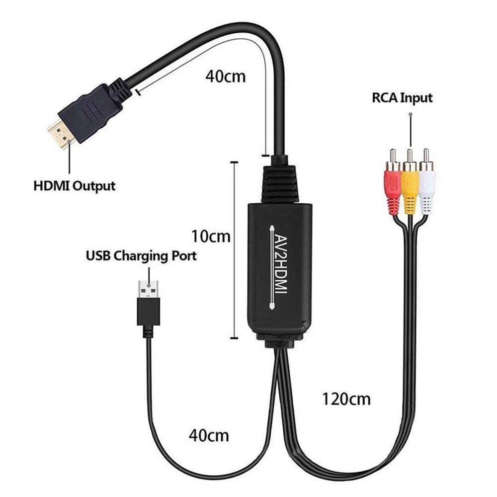 Konverter RCA Ke HDMI Atas Kamera DVD 1080P AV Adapter CVBS Composite