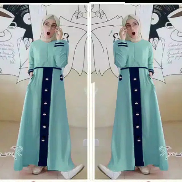 Tia Dress - Bisa COD Baju Gamis Maxy Dress Muslim Wanita  Busui Sleting Depan Saku Kantong Depan Len