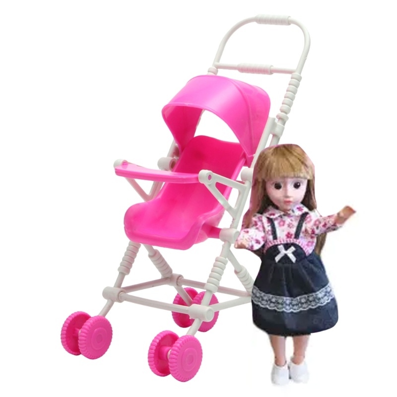 Mary Mainan Rumah Boneka Troli Stroller Bayi Aksesoris Furniture Berpura-Pura Untuk Bermain Untuk Tab Portabel Miniatur Bayi Kreatif