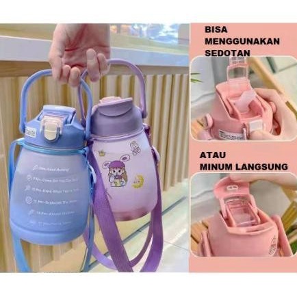 LT- Botol Minum Penanda Waktu Motivasi Gradasi Pastel Big Belly H487-3 Dof