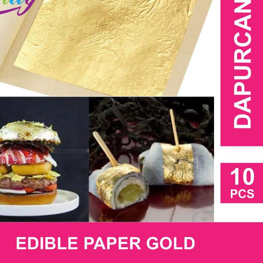 

Diskon✔️DapurCandy - 10Pcs GOLD EDIBLE LEAF SHEET KERTAS EMAS FOOD GRADE 24K|SQ8