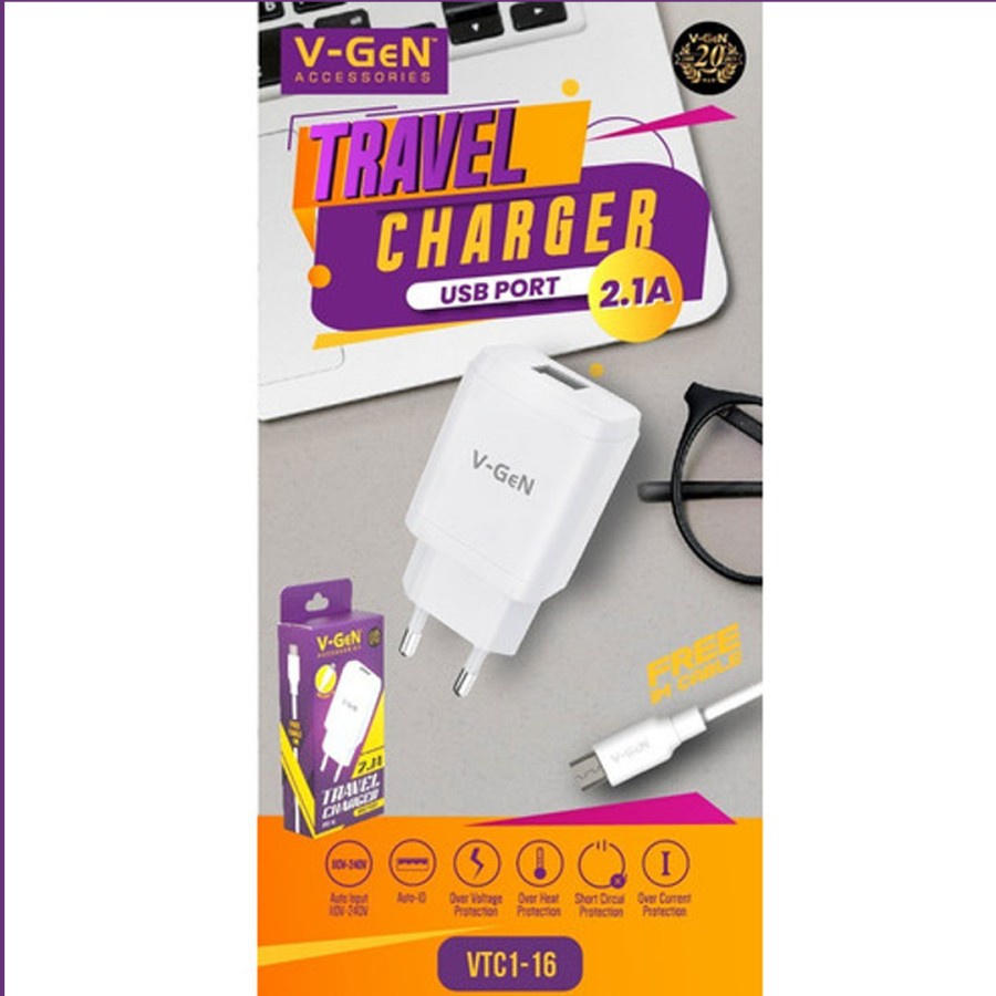 VGeN TRAVEL ADAPTER CHARGER VTC1-16 5V 2.1A