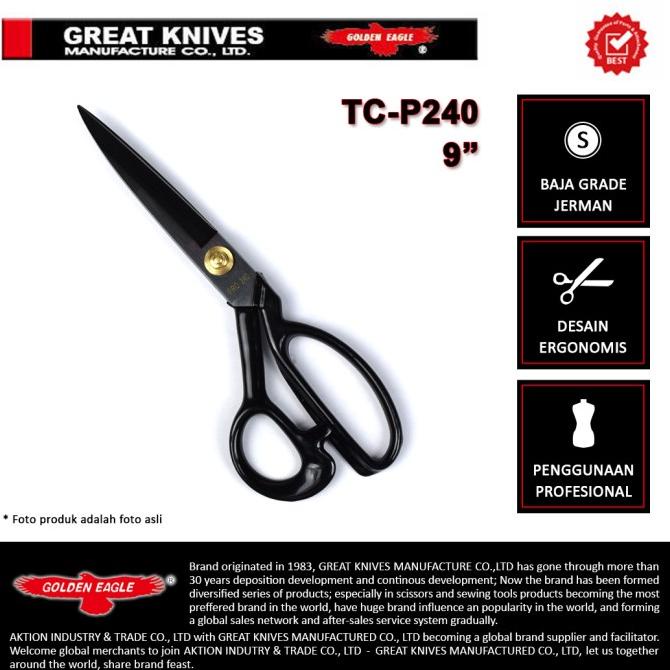 

Gunting Potong Bahan Kain Golden Eagle 9 inch TC-P240 - Tailor Scissor