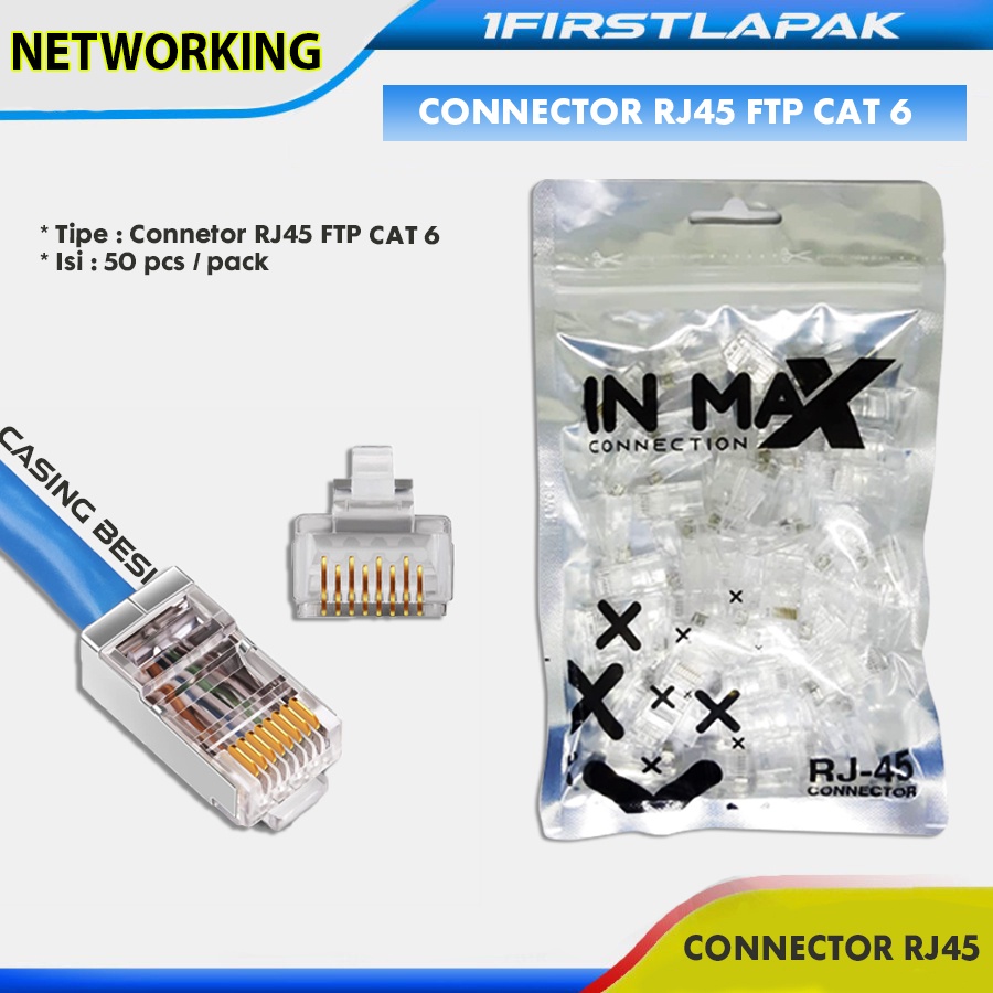 Konektor RJ45 FTP CAT5e 1 Pack Connector RJ45 FTP Cat 5e Cat6 50 pcs