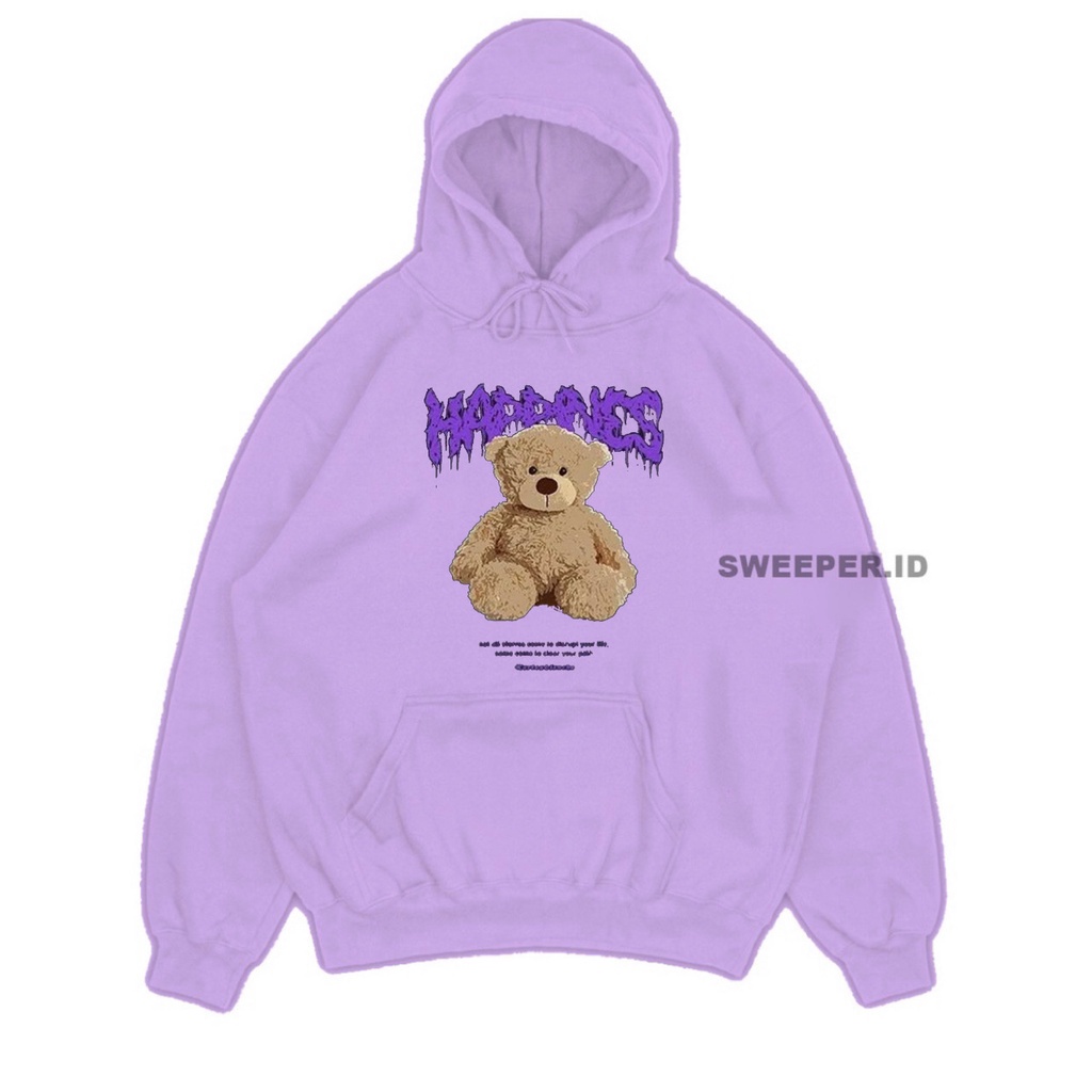 SWEATER HOODIE HAPPINES BEAR KOREAN STYLE BAHAN FLEECE