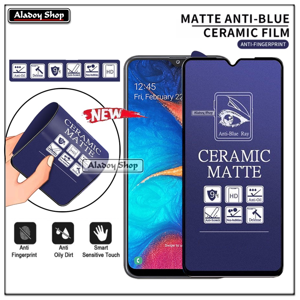 PAKET 3IN1 Anti Gores Blue Matte Anti Glare Samsung A20/A30 + Tempered Glass Camera dan Skin Carbon