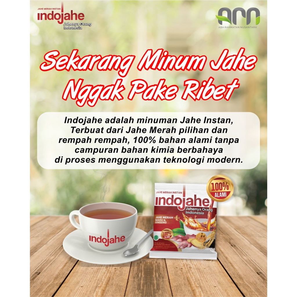

INDOJAHE Premium 1 Sachet Jahe Merah Sachet Plus Madu Ginseng Pelega Tenggorokan Penghangat Badan