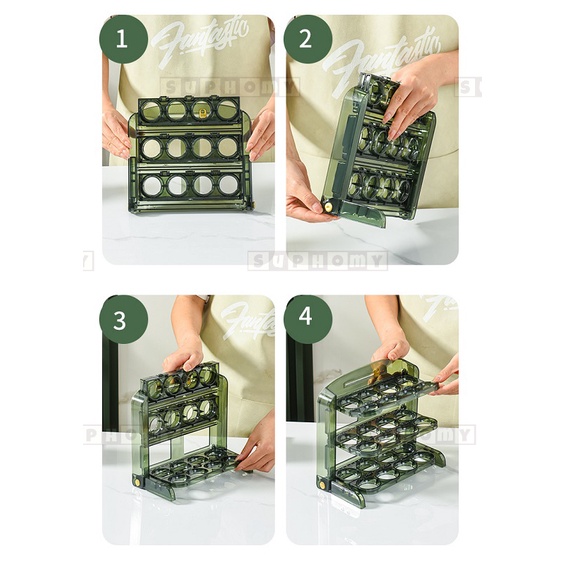3 Tier Egg Holder Egg Storage Box Organizer/Rak Telur 3 Layers Egg Box/Kotak Penyimpanan Telur Rak Serbaguna 24 Lubang