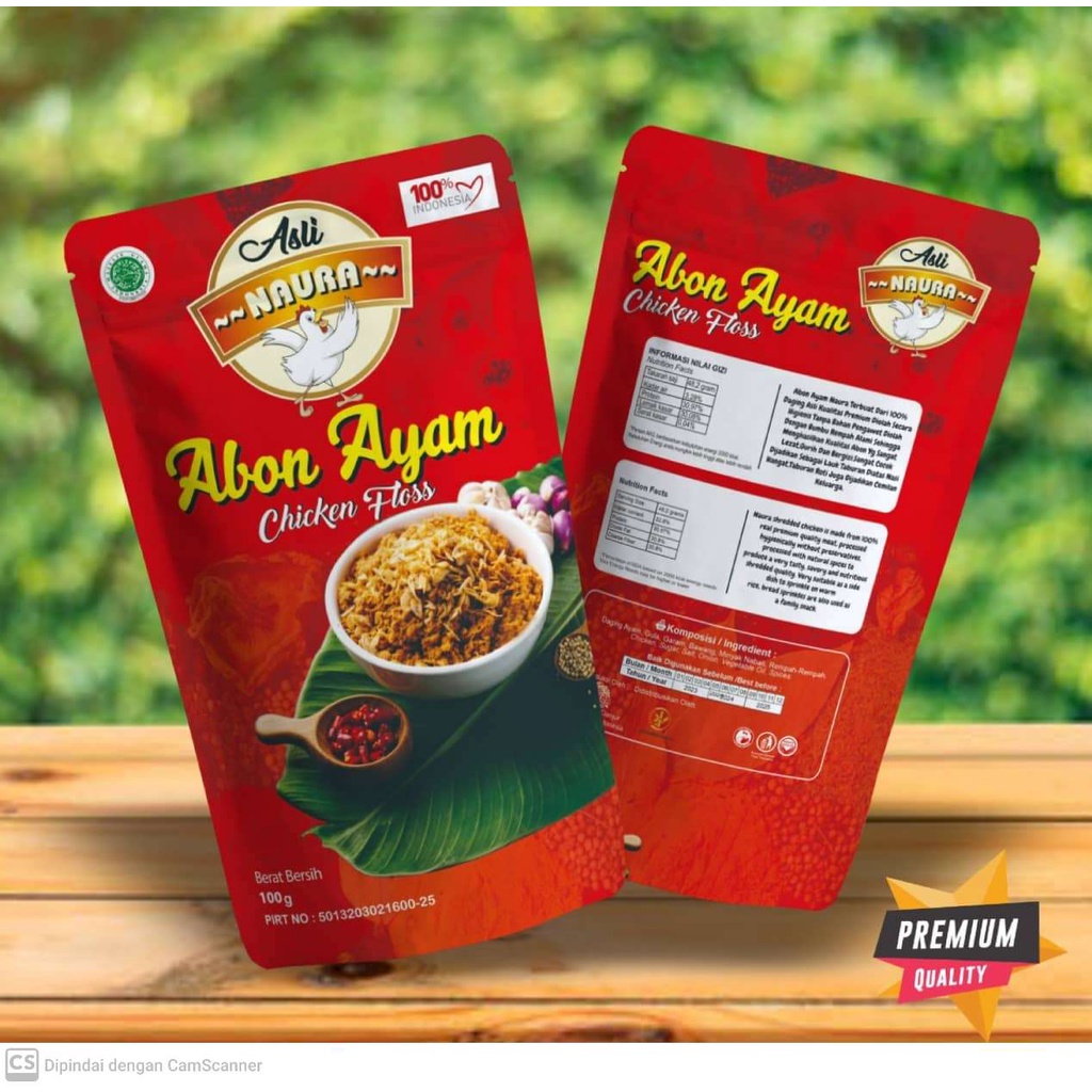 

Abon Ayam halal 100% daging asli Naura 90g