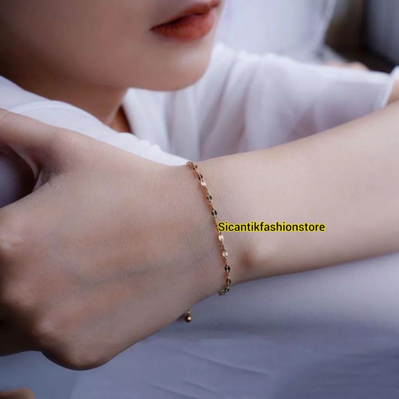 GELANG TANGAN/GELANG KAKI PECAH KOPI ASLI TITANIUM ANTI KARAT SELAMANYA GELANG TANGAN FASHION PRIA WANITA TERLARIS TERBARU GELANG PECAH KOPI SILVER GOLD ROSE GOLD GELANG HARIAN PEREMPUAN KADO ULANG TAHUN