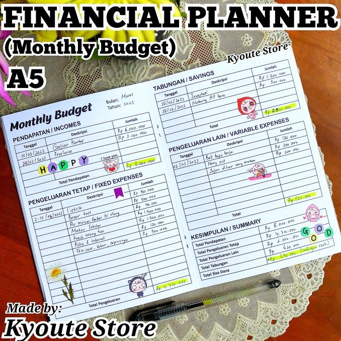 

Buku Financial Planner (Monthly Budget) Kyoute A5 Rencana Uang Bulanan