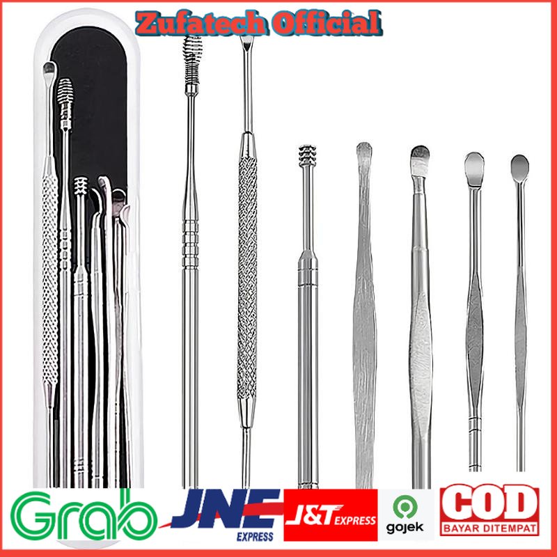 BIUTTE Korek Kuping Ear Wax Picker 7 PCS - JC7 - Silver