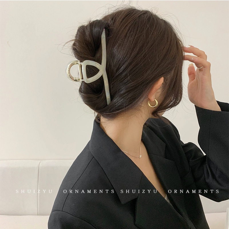 Gaya Korea Sederhana Semua Pertandingan Rambut Ambil Asetat Perempuan Klip Hiu Besar Elegan