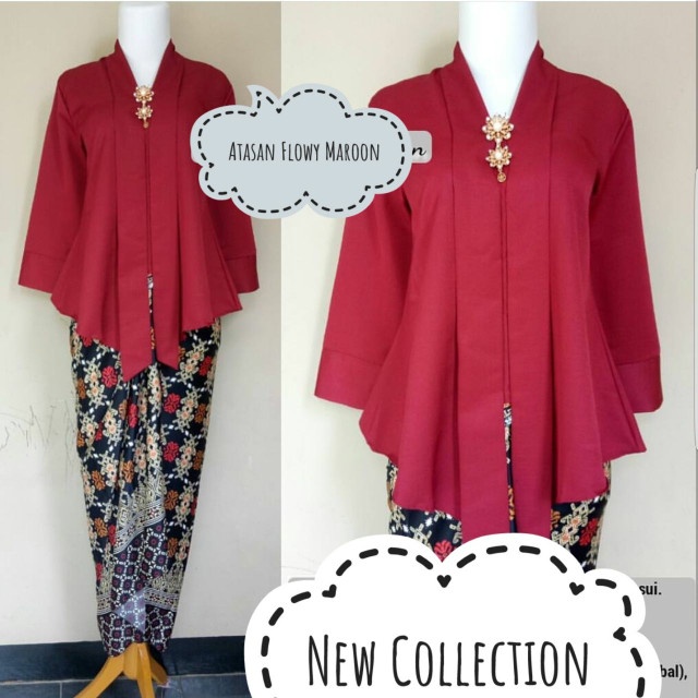 Kebaya Atasan Warna Merah Maroon Merah L A0N4 Awet Atasan Kebaya Berkualitas Terlaris Murah Kerja Ba